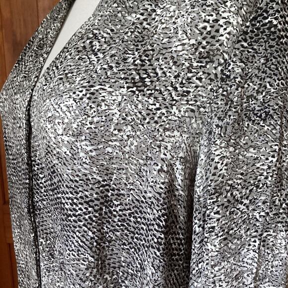 Kenar Grey/Black Print Sheer Buttondown, Size S - Picture 6 of 9